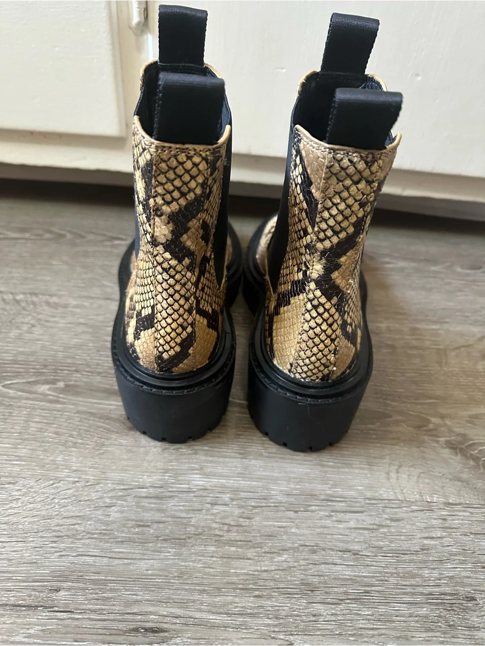 Tory Burch Yellow Snake-Print Chelsea Boots
